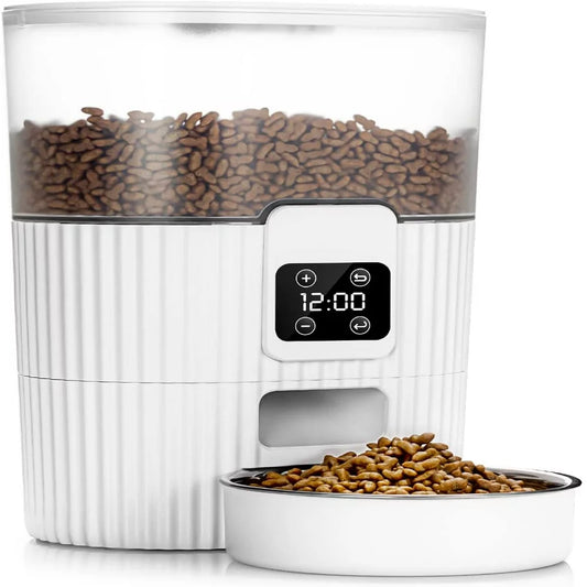 Automatic Cat & Dog Feeder, 3.5L Dual Power Pet Feeder Automatic Dry Food Dispenser, Control 1-4 Meals a Day, 
