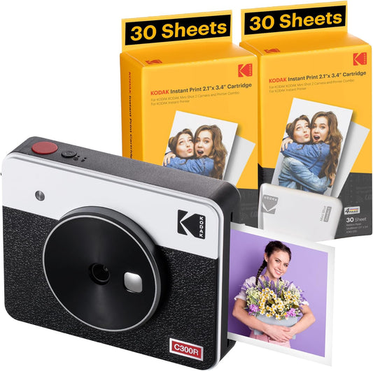 Mini Shot 3 Retro 4PASS 2-In-1 Instant Digital Camera and Photo Printer (3X3 Inches) + 60 Sheets Cartridge Bundle